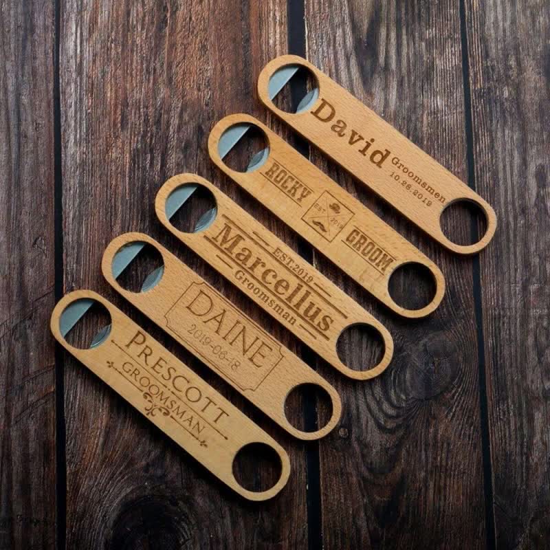 Groomsmen Gift Custom Carving Wood Bottle Opener - Image 4