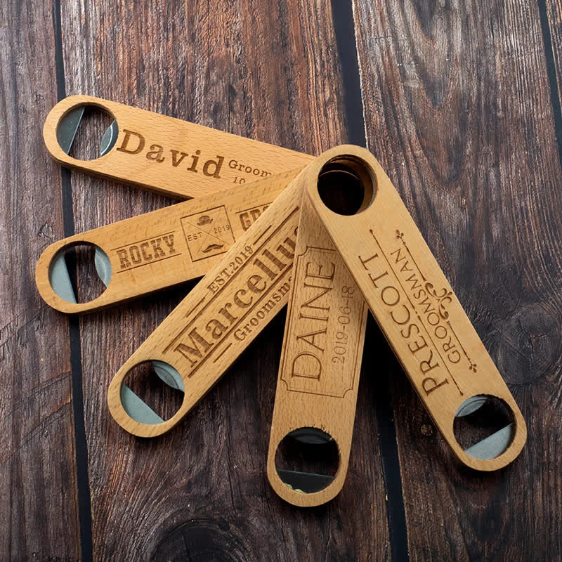 Groomsmen Gift Custom Carving Wood Bottle Opener - Image 5