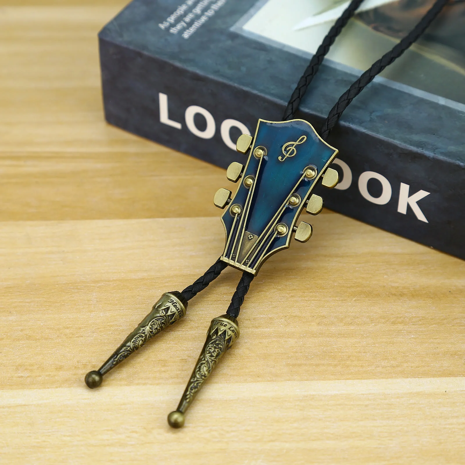 Guitar Shape Retro Metal Frame Bolo Tie