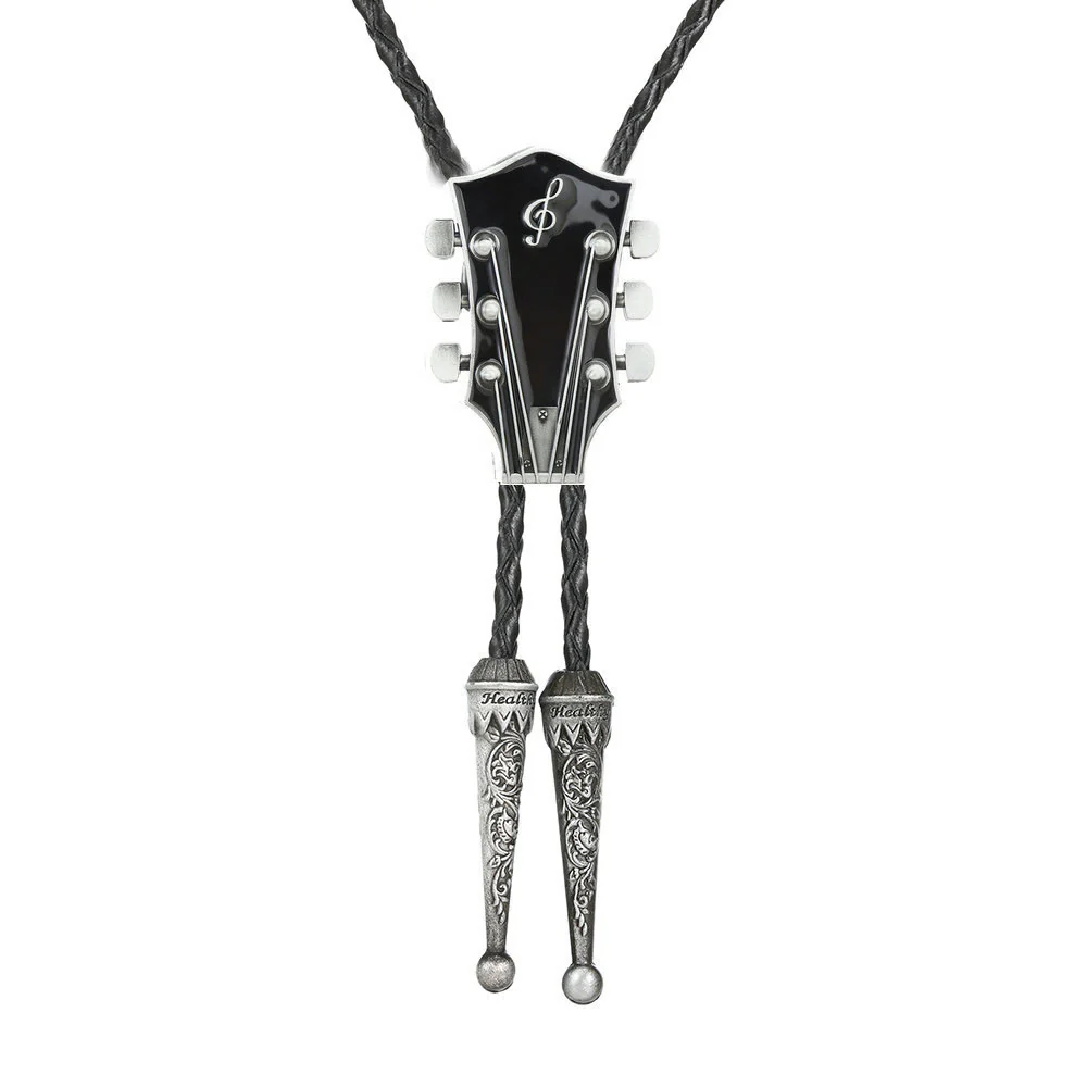 Guitar Shape Retro Metal Frame Bolo Tie - Image 6