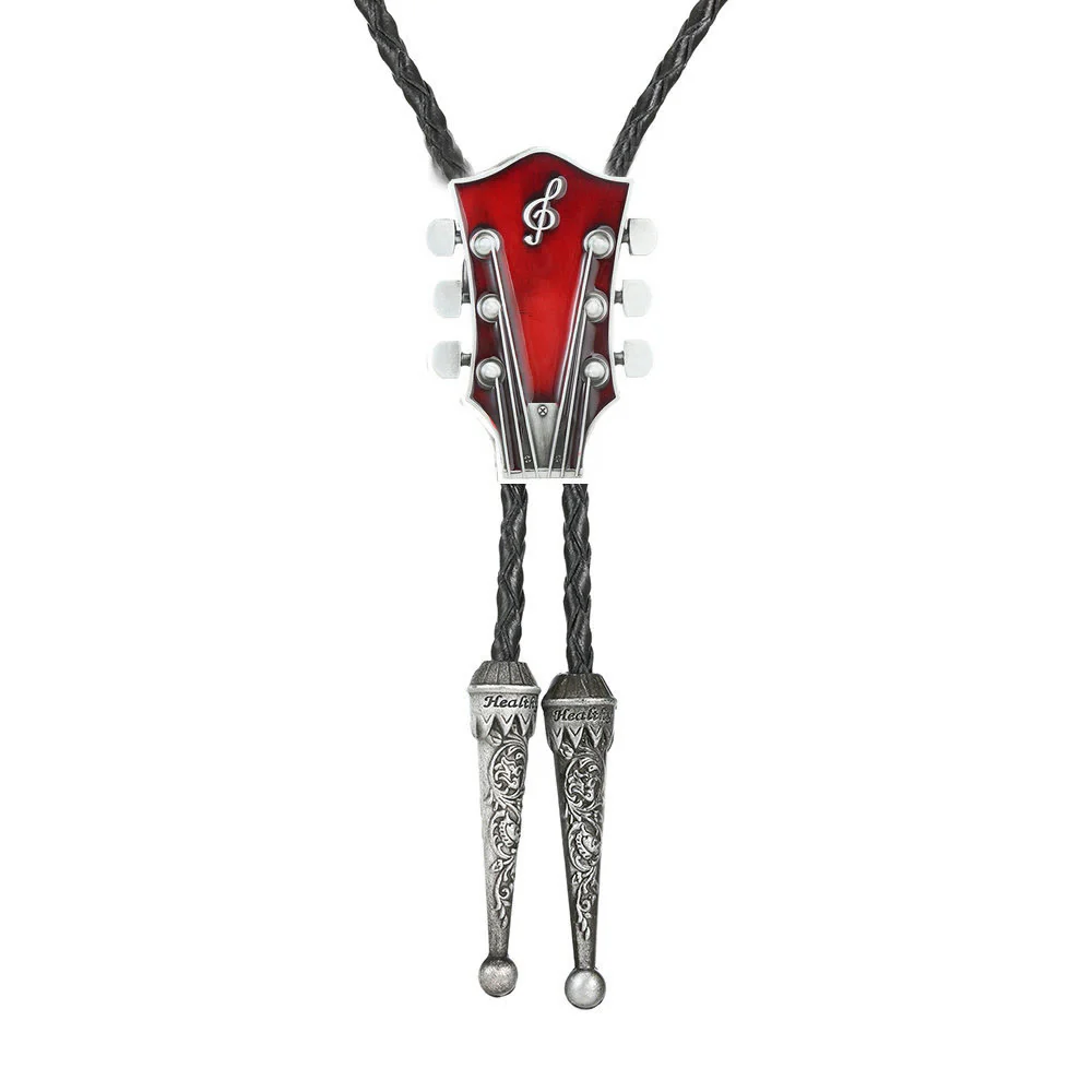Guitar Shape Retro Metal Frame Bolo Tie - Image 7