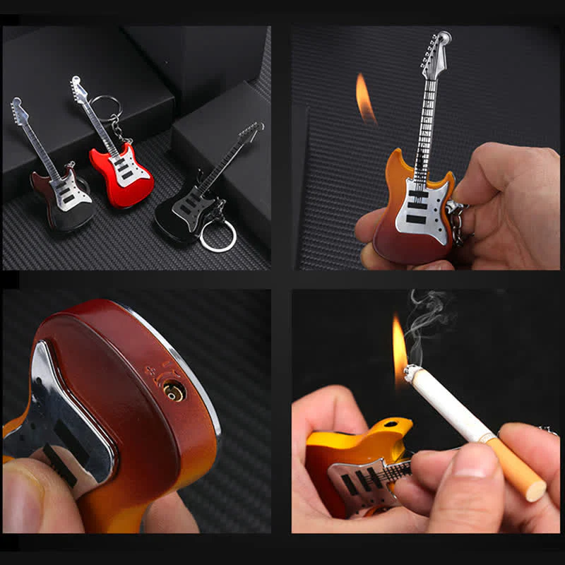 Guitar Shaped Inflatable Butane Lighter Keychain - Image 3