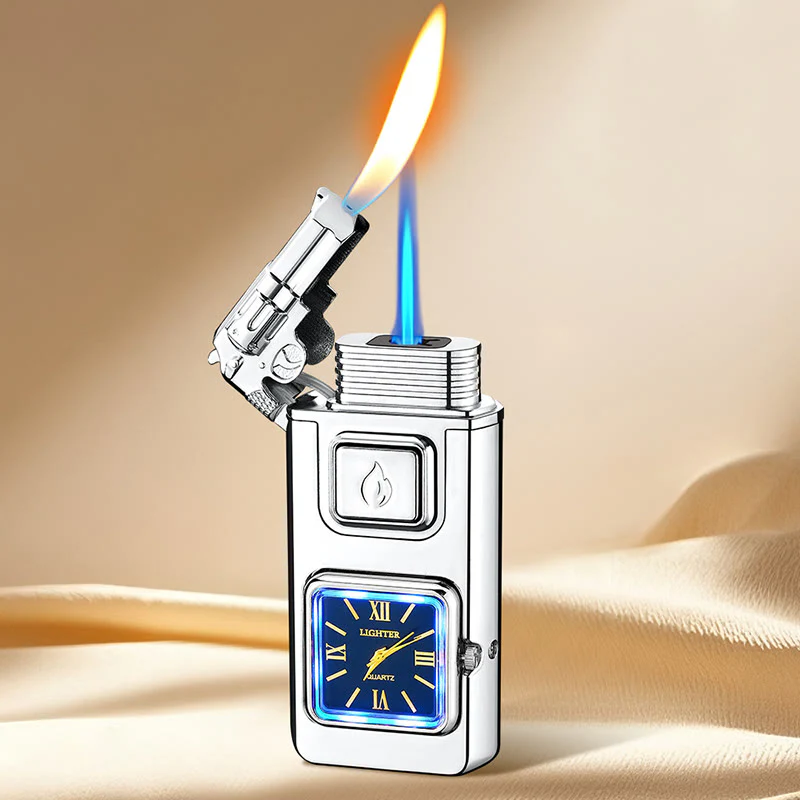 Gun-Shaped LED Inflatable Butane Lighter With Clock - Image 11