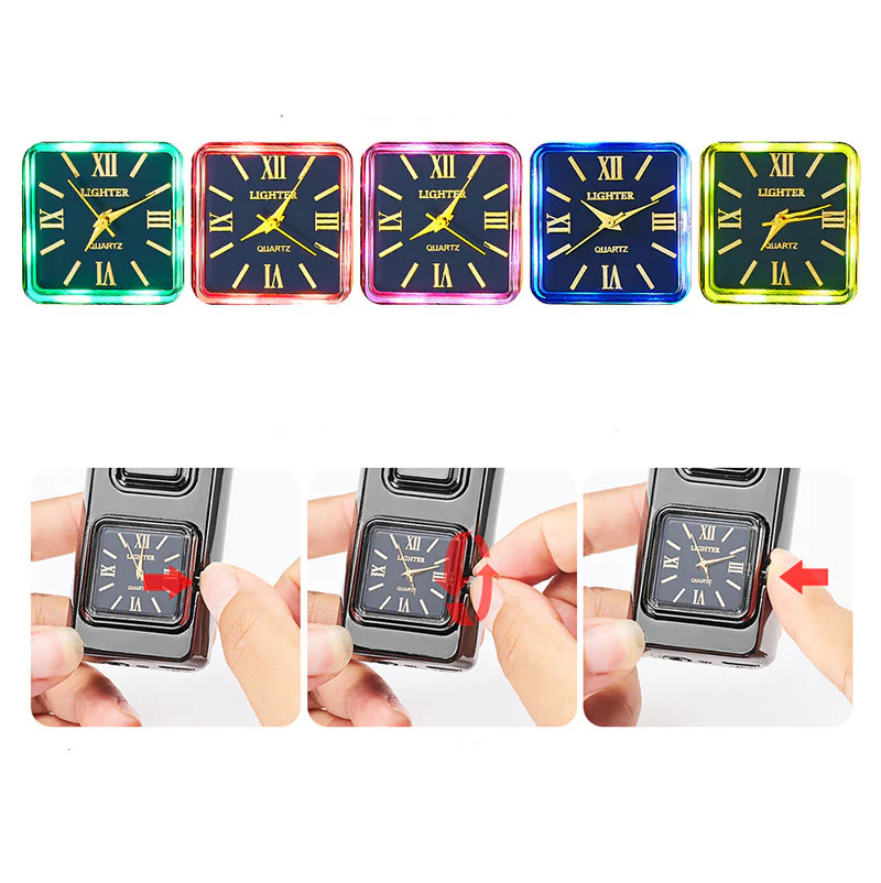 Gun-Shaped LED Inflatable Butane Lighter With Clock - Image 6