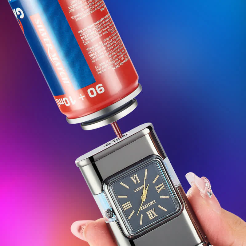 Guns Design Refillable Double Flame Butane Lighter With Clock - Image 8
