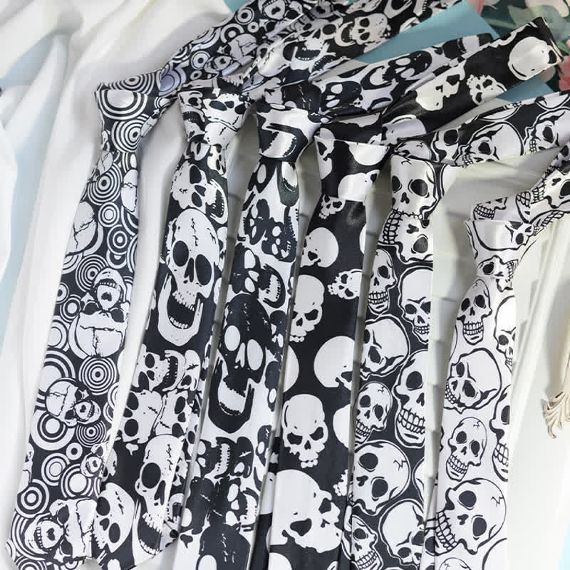 Halloween Ghost Festival Cosplay Skull Party Narrow Necktie - Image 2