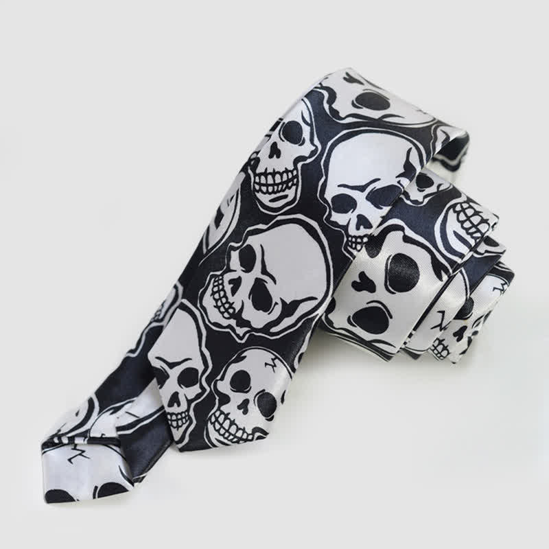 Halloween Ghost Festival Cosplay Skull Party Narrow Necktie - Image 3