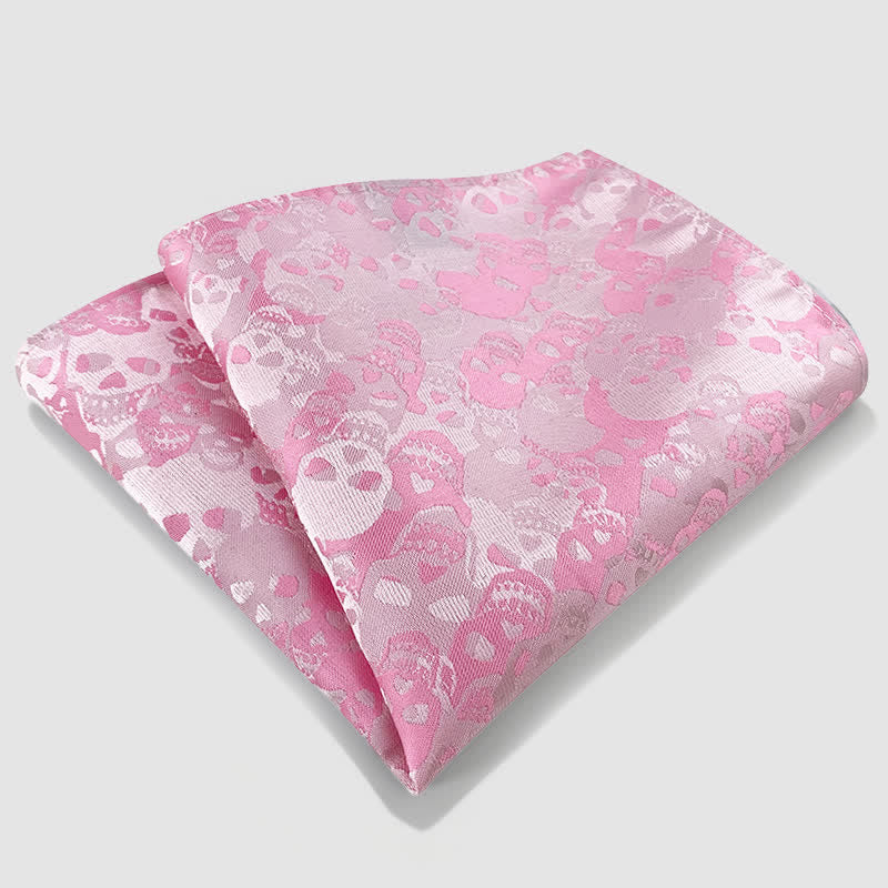 Halloween Overlapping Skull Mask Pattern Necktie Pocket Square - Image 10