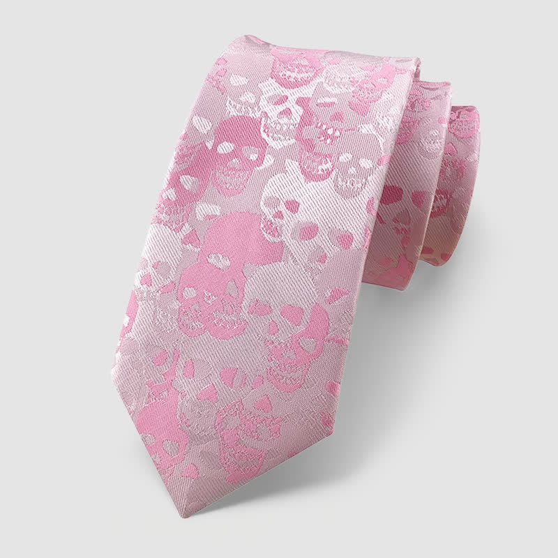 Halloween Overlapping Skull Mask Pattern Necktie Pocket Square - Image 9