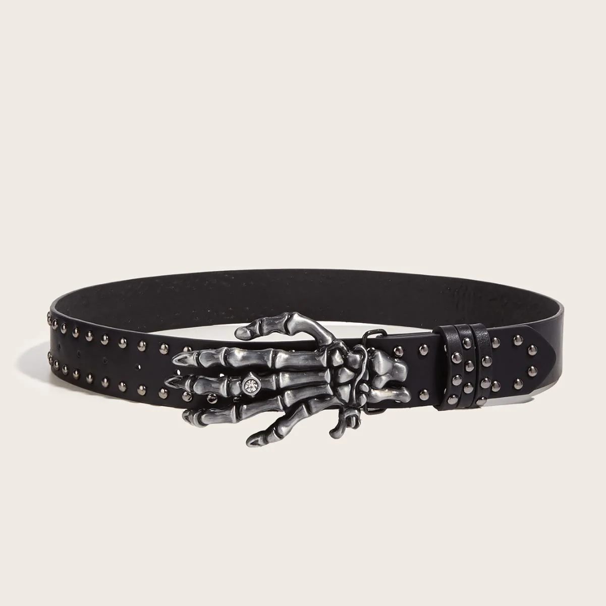 Halloween Punk Black Skeleton Hand Rivet Belt - Image 2