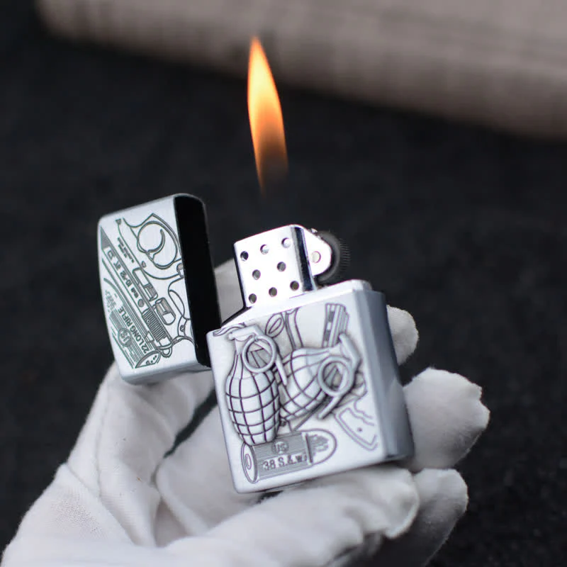 Hand Grenade Grinding Wheel Refillable Butane Lighter - Image 13
