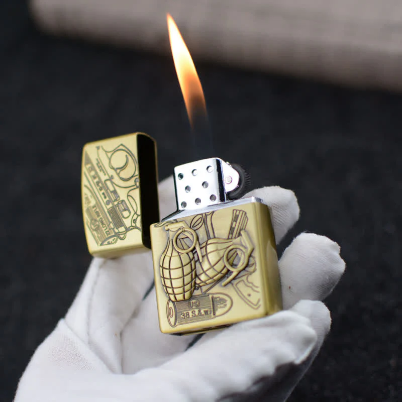 Hand Grenade Grinding Wheel Refillable Butane Lighter - Image 5