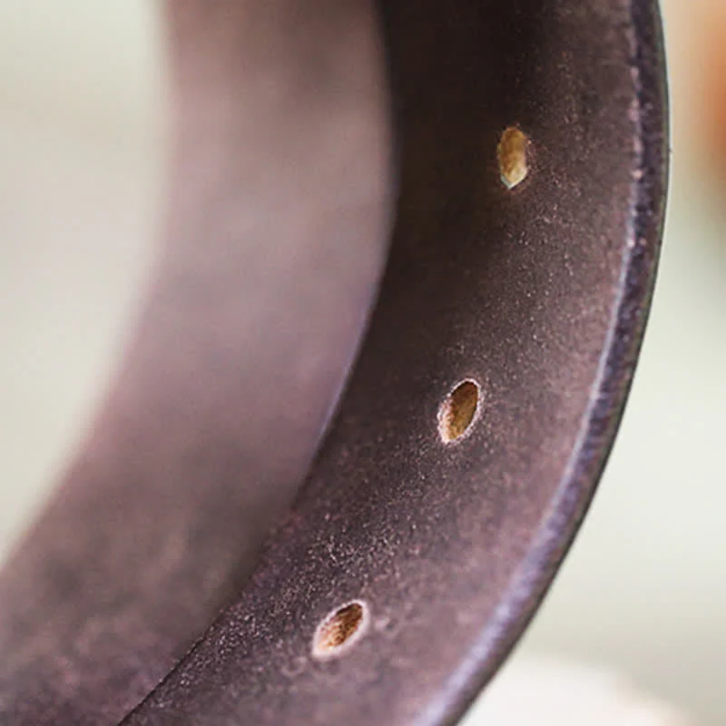 Hand-Made Sewing Retro Jeans Genuine Leather Belt - Image 7