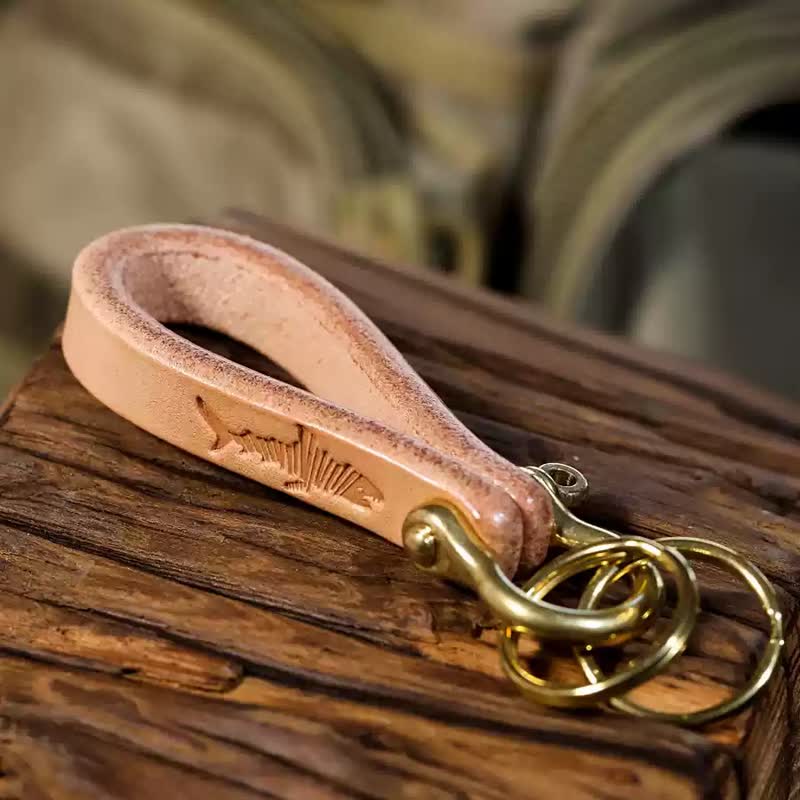 Handcrafted Natural Vegetable Tanned Leather Keychain - Image 16