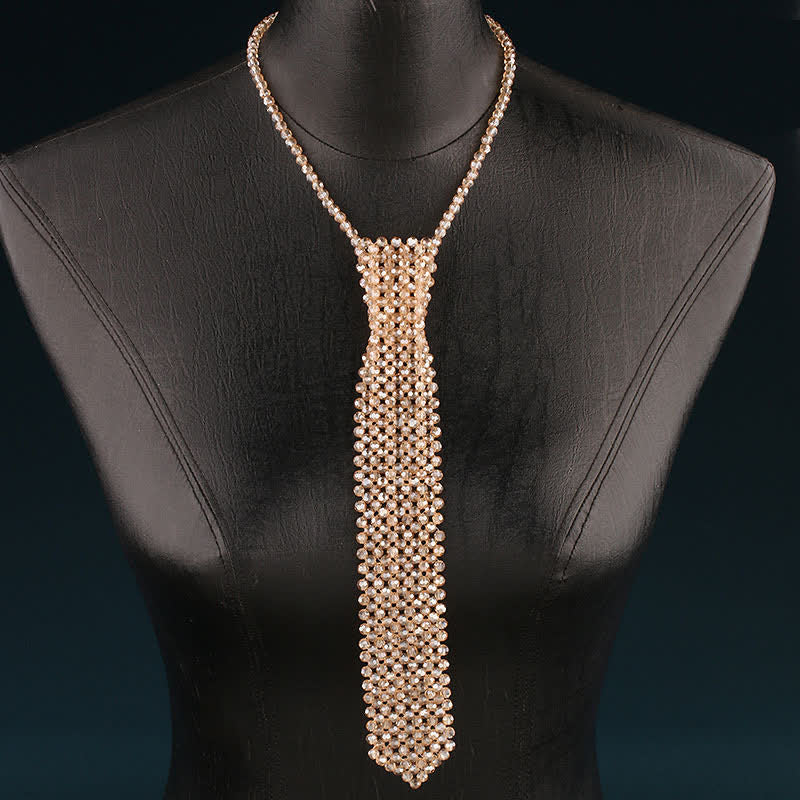 Handmade Artificial Crystal Creative Necktie Necklace - Image 2