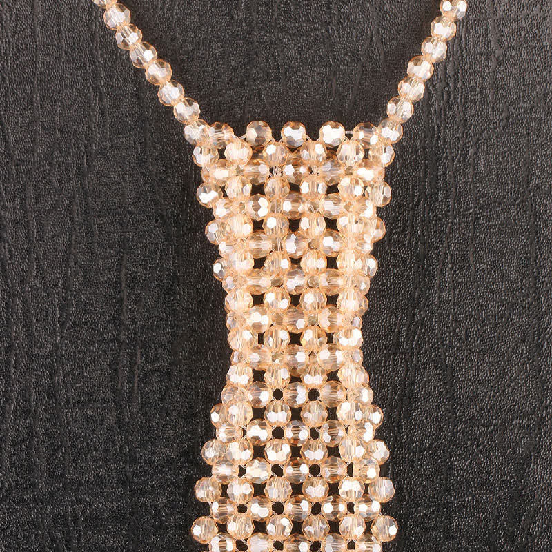 Handmade Artificial Crystal Creative Necktie Necklace - Image 3