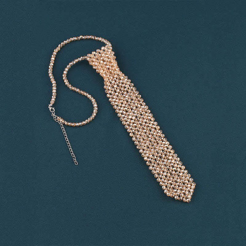 Handmade Artificial Crystal Creative Necktie Necklace - Image 4