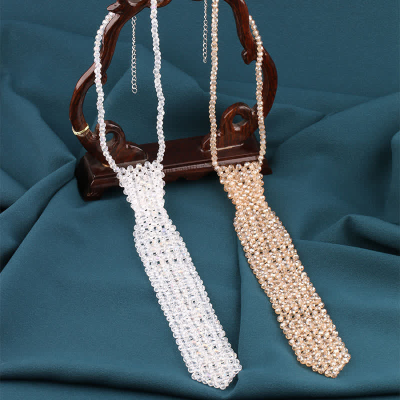 Handmade Artificial Crystal Creative Necktie Necklace - Image 6