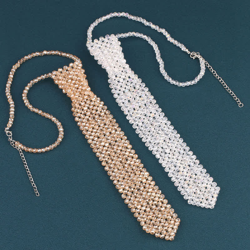 Handmade Artificial Crystal Creative Necktie Necklace - Image 7