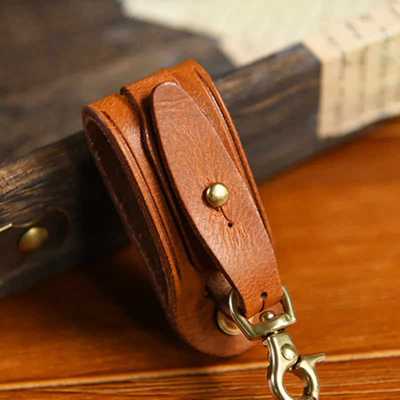 Handmade Belt Loop Key Hanging Holder Leather Keychain - Image 10