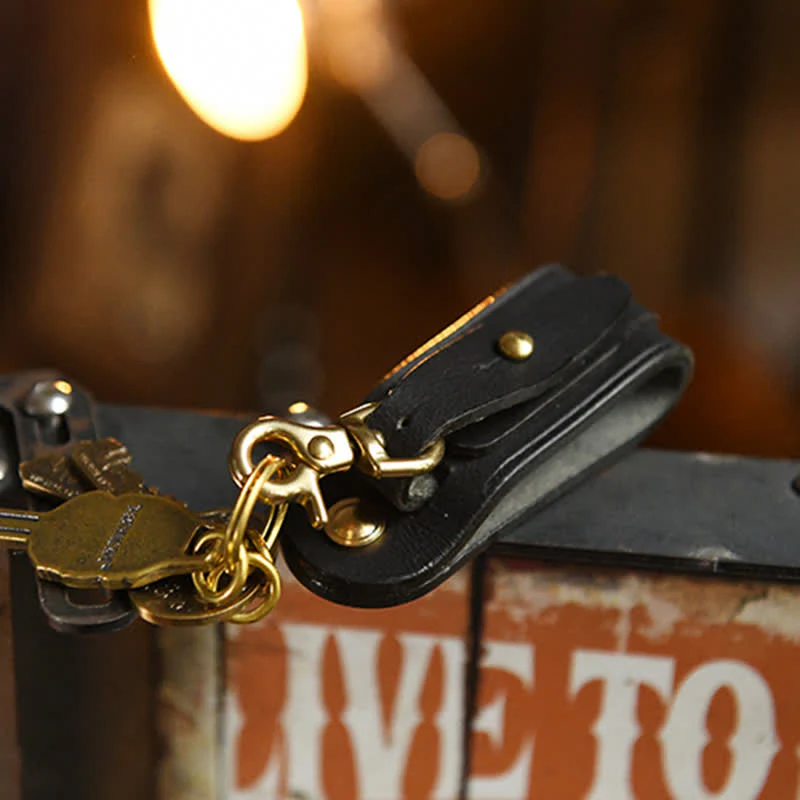 Handmade Belt Loop Key Hanging Holder Leather Keychain - Image 14
