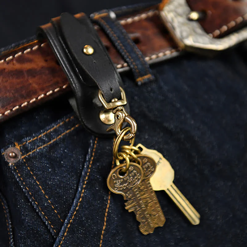 Handmade Belt Loop Key Hanging Holder Leather Keychain - Image 15