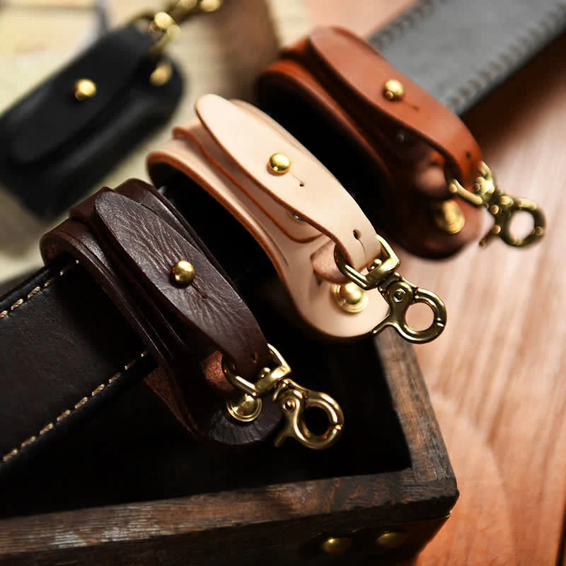 Handmade Belt Loop Key Hanging Holder Leather Keychain - Image 2