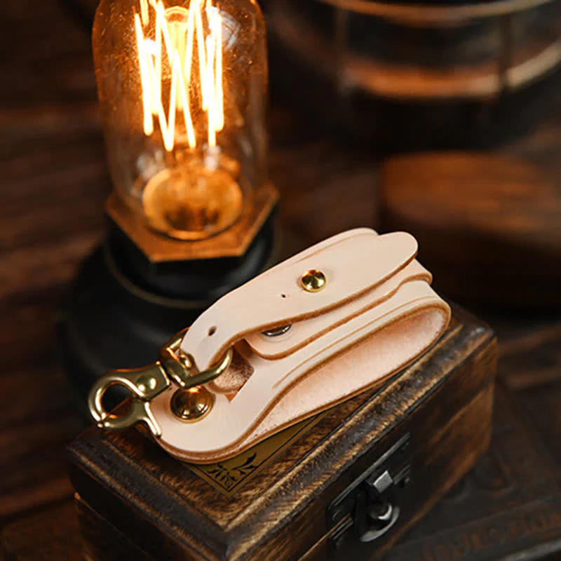 Handmade Belt Loop Key Hanging Holder Leather Keychain - Image 21