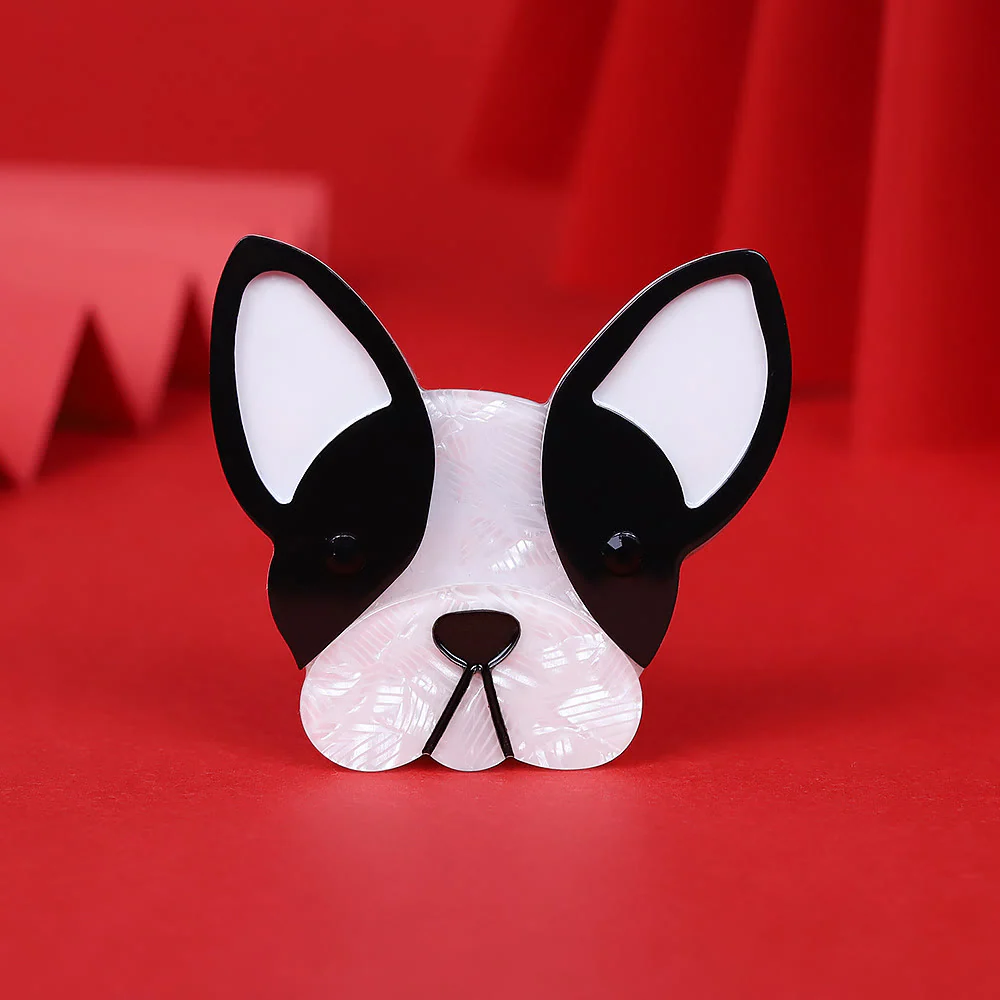 Handmade Lovely Black&white Dog Acrylic Brooch Accessory