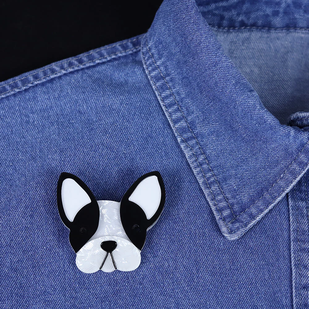 Handmade Lovely Black&white Dog Acrylic Brooch Accessory - Image 3