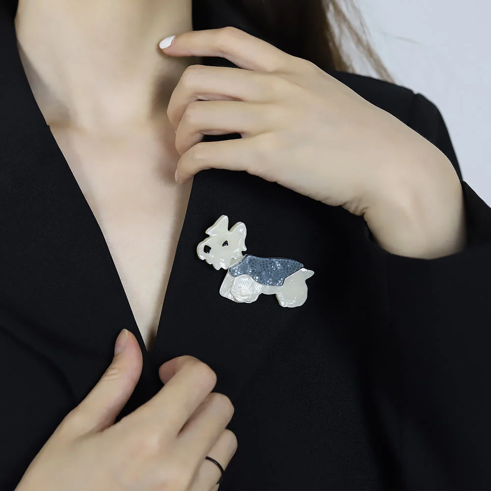 Cute Schnauzer Handmade Fashionable Dog Acrylic Brooch - Image 2