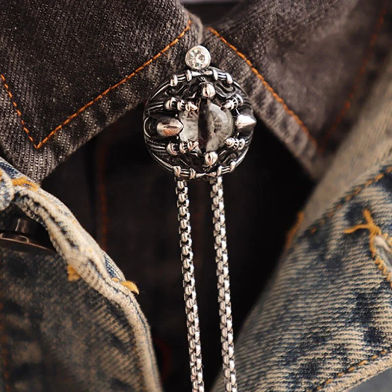 Handmade Retro Demon Eye Claws Steel Chain Bolo Tie