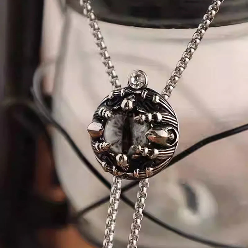 Handmade Retro Demon Eye Claws Steel Chain Bolo Tie - Image 2