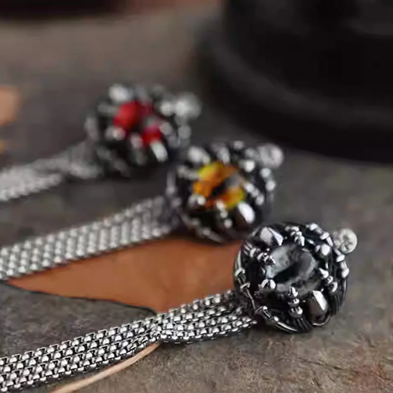 Handmade Retro Demon Eye Claws Steel Chain Bolo Tie - Image 5