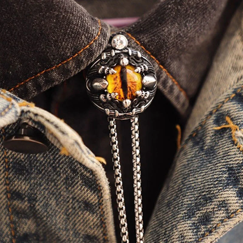 Handmade Retro Demon Eye Claws Steel Chain Bolo Tie - Image 7