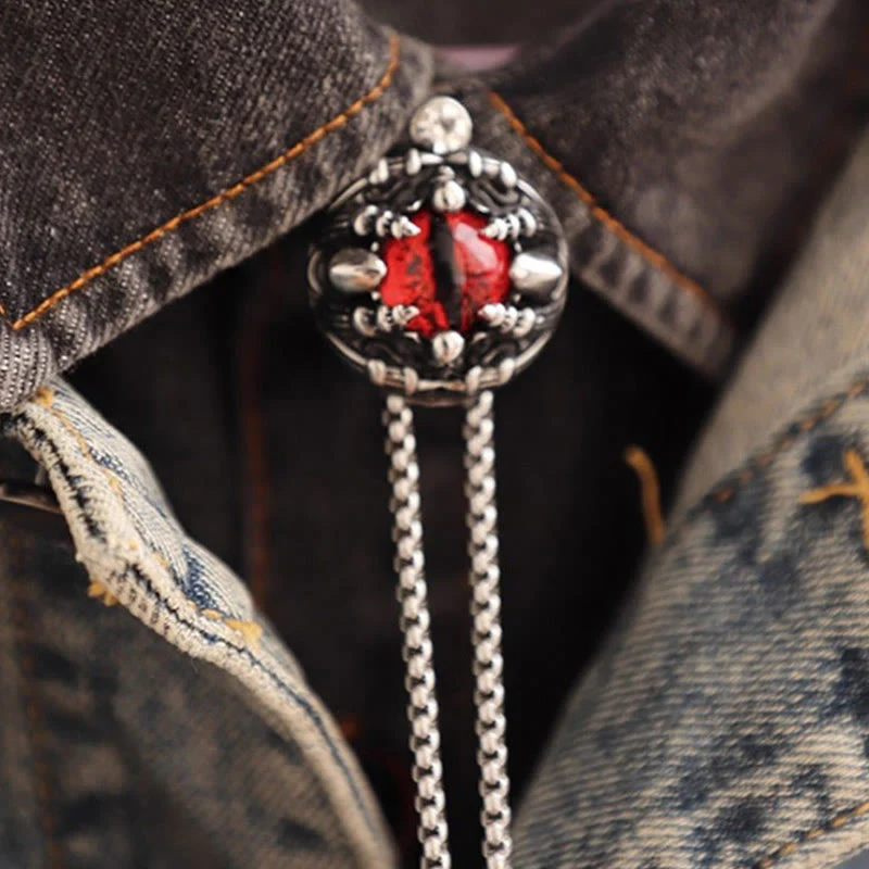 Handmade Retro Demon Eye Claws Steel Chain Bolo Tie - Image 8