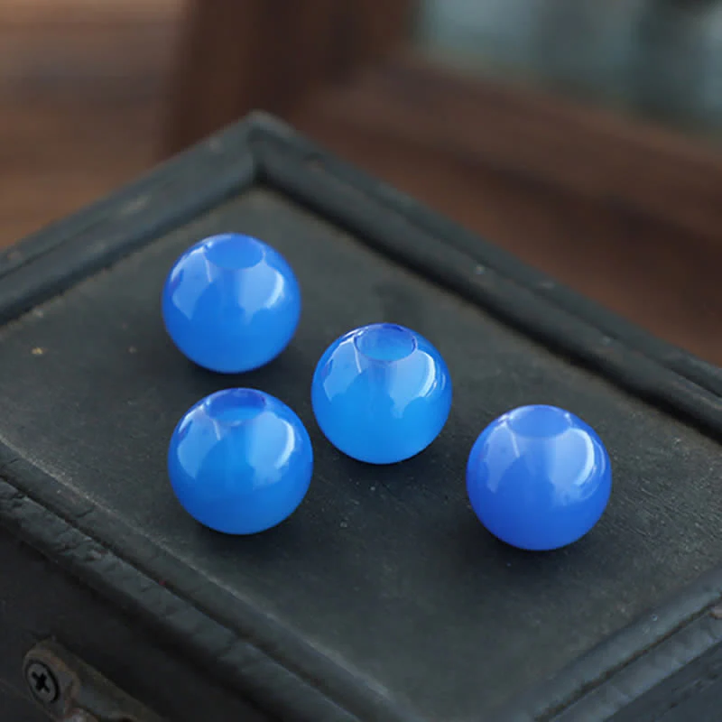 Handmade Simple Blue Round Agate Pendant Bolo Tie - Image 3