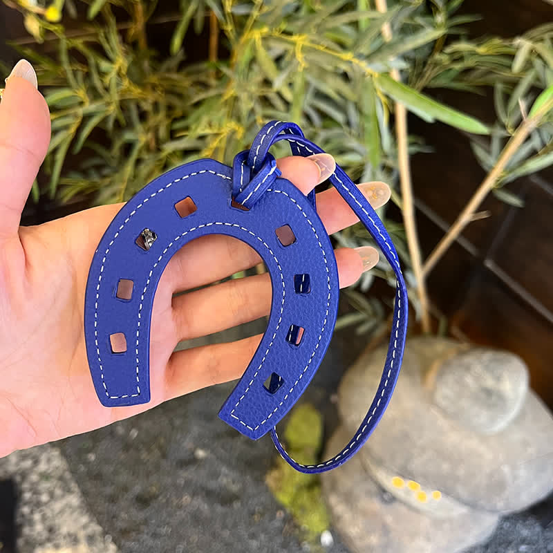 Hangings Simple Horseshoe Pendant Leather Keychain - Image 12