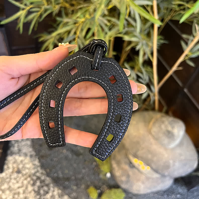 Hangings Simple Horseshoe Pendant Leather Keychain - Image 6