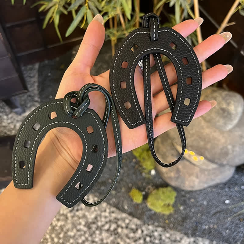 Hangings Simple Horseshoe Pendant Leather Keychain - Image 7