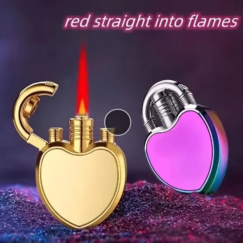 Heart & Lock Shape Jet Single Flame Refillable Butane Lighter - Image 8