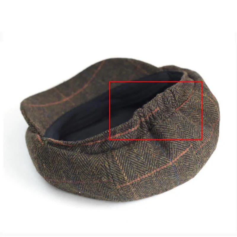 Herringbone & Plaid Warm Wool Blend Octagonal Beret Hat - Image 6
