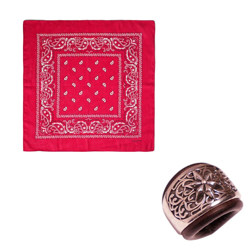 Hexagram Round Button Cashew Printed Pocket Square - Image 7