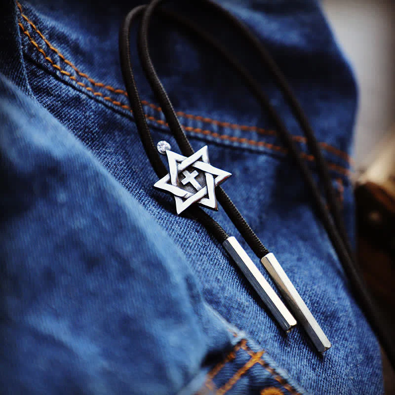 Lucky Charm Hexagram Star Bolo Tie - Image 2