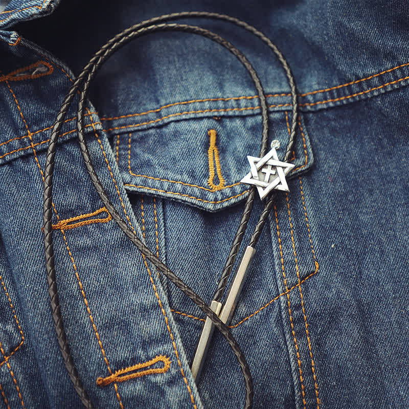 Lucky Charm Hexagram Star Bolo Tie - Image 4