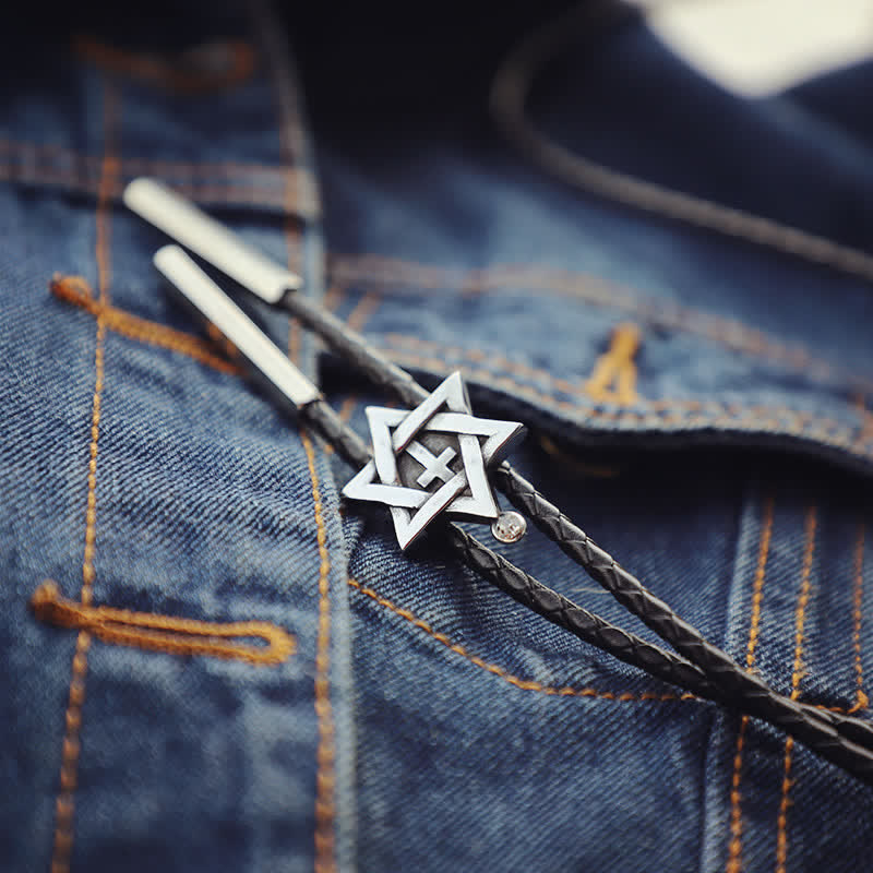 Lucky Charm Hexagram Star Bolo Tie - Image 5