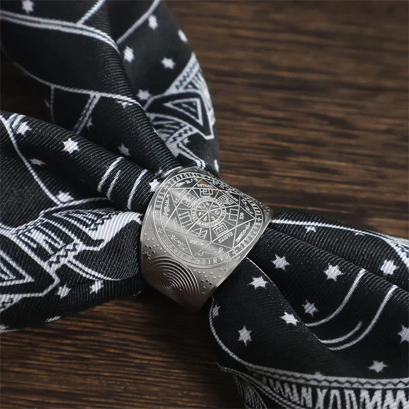 Hexagram Star Buckle Black And White Stars Patterned Pocket Square