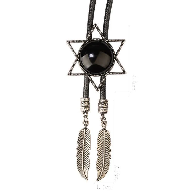 Hexagram Star Gemstone Shirt Collar Bolo Tie - Image 5