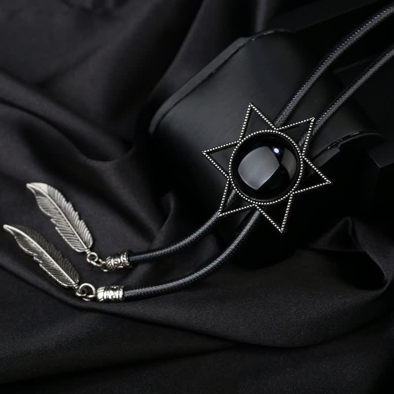 Hexagram Star Gemstone Shirt Collar Bolo Tie - Image 6