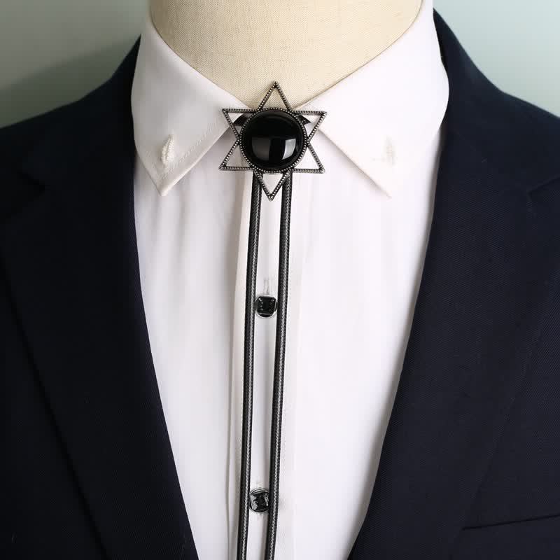 Hexagram Star Gemstone Shirt Collar Bolo Tie - Image 7